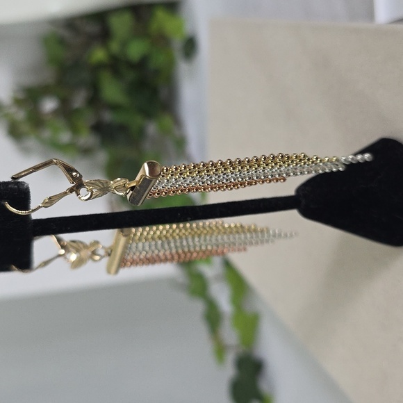 Tricolor Gold Filled Fringe Earrings With Butterfly - Picture 4 of 6